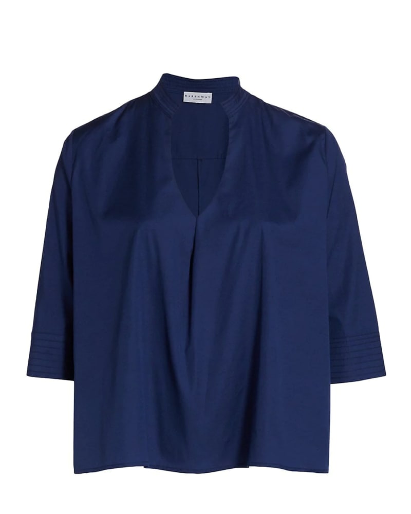 Front of a size 3X Spirea Blouse in Midnight Blue by HARSHMAN. | dia_product_style_image_id:300158